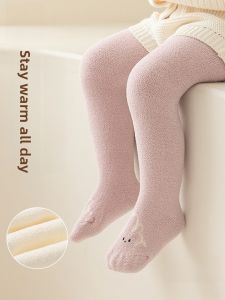 MiiOW | Thickened Fleece Cartoon Patterned Girls Tights Korean Style Childrens Leggings Autumn Winter Warm Polyester Nylon Spandex