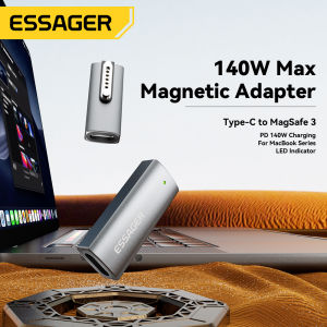 Essager PD3.1 140W Mag-netic Magsafe3 Type C OTG Adapter Fast Charging USB C Mag-net Connector For Macbook Air Laptop 15-inch/13-inch M2 2023/2022 For MacBook Pro 14-inch M3 2023 M1 2021/16-inch M2 2023 M1 2021 Magsafe3 140W Adapter