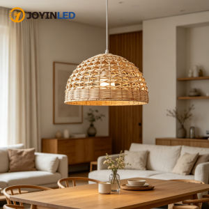JOYINLED Japanese Style Rattan Chandelier Wicker Pendant Light Round Light Fixture Boho Woven Lampshade for Restaurant Bar Hotel