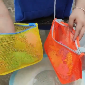 SERENITY 1PC (toy bag only) Beach Toy Mesh Bag Portable Swimming Accessories Shell Collecting Bag Large Capacity Beach Seashell Toy Bags Foldable Storage