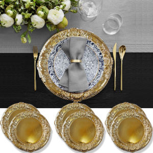 Charger Plates 6pcs Round Gold Decorative Plate Perfect for Special Dinner at Home 13 inch