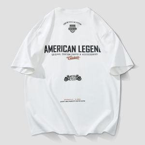 Summer Loose Fit Oversized Cotton Retro Motorcycle Print T-shirt