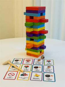 Wooden Balance Game Stacking Blocks Childrens Desktop Game for Ages 3-6 Kids Parent-Child Game Stability Fun Educational Toy