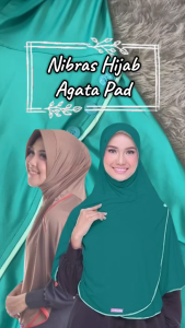 Baru Nibras Hijab NH Agata Bergo Pad Antem Bahan Reini Polyspandex