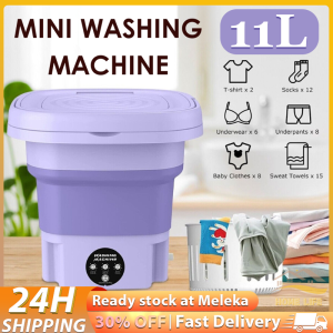 [Malay 3Pin Plug] 11L Mini Washing Machine Folding Washing Machine Portable Laundry Washer Mesin Basuh With Dryer Blue Light Sterilization Baby Clothes Bra Socks Washer