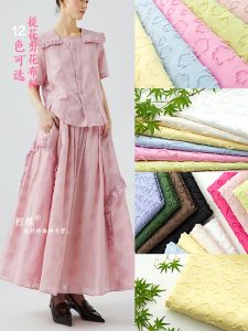 Idyllic Fresh Small Flower Jacquard Fabric Three-Dimensional Cut Flower Dress Han Dynasty Shirt Jacket and Dress Outwear Designer Fabric