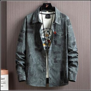 Camouflage Long Sleeve Mens Shirt Japanese Style Out-of-stock Sale Brand Youth Fashion Summer Workwear Loose Fit Printed