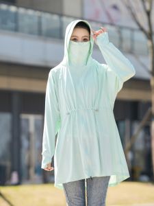 Large Size 250kg Sun Protection Long Sleeve Shirt Breathable Anti-UV Outdoor Wear-Versatile Open Front Jacket Hooded