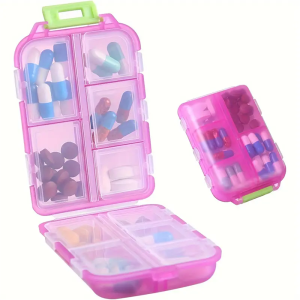 Pocket Portable Pill Storage Box 10 Compartments Travel Pill Organizer Case Daily Pill Container Organizer Dispenser Storage