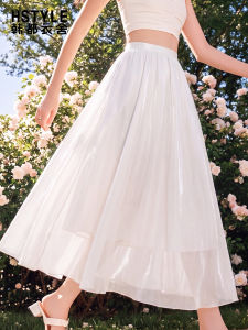 HSTYLE | Váy Midi Dòng A Mới Mùa Hè Thắt Cao Đôi Mỏng Trắng