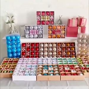 Christmas Balls Big Size 44PCS/Set 3/6CM Christmas Tree Decor Xmas Balls 4 Styles Christmas Balls Shatterproof Christmas Tree Decoration Hanging Ball Suitable for Festive Weddings Party Home Hanging Decorative Balls