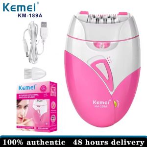 Kemei แบบพกพาสุภาพสตรีเครื่องกำจัดขนไฟฟ้าใบมีดกลิ้ง 2 ความเร็วปรับ