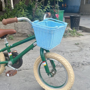 Bike Front Basket with Handles Cute Square Bicycle Basket Adjustable Leather Straps Bicycle Storage Basket for Kids Adult Bikes