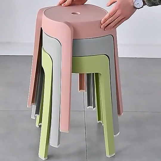 【SG Seller】Stackable Plastic Stool Chair Dining Chair Set of Living Room Round Stool Kitchen Stool Multi-Colour Options