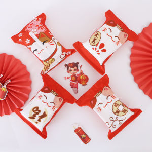 Cute Lucky Cat Tissue Box New Year Festive Red Napkin Cover Guest Restaurant Car Cartoon Tissue Box