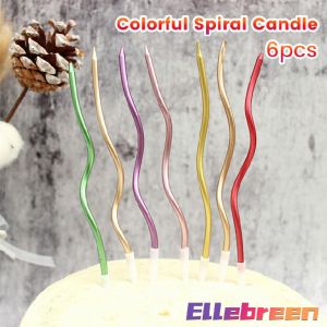 6pcs Spiral Candle Twisty Candles for Birthday Wedding Party Cake Decoration