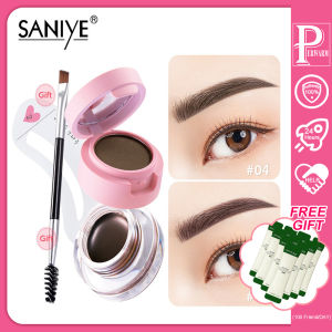 SANIYE 2 In 1 Waterproof Eyebrow Gel Pomade Eyeliner Eyebrow Cream Waterproof Cream Fluff Shaping Brow Wax Long-Lasting Free Eyebrow Powder Brush And Eyebrow Card (M1b-P8)