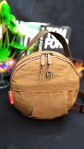 Aolong Tas Selempang Bulat Naura 0804 - Slingbag Wanita Berbahan Parasut Furing Full Embos Brand