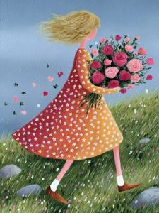 Bandai | Oil Painting by Number Kit Whimsical Girl Rose Fantasy Canvas Wall Art for Adults DIY Home Decor Gift