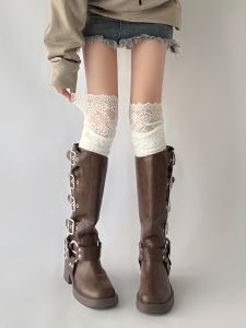Wuuuus ผู้หญิง ลูกไม้ ถุงเท้ายาวตัดแต่ง สีขาว ถุงเท้าบูทยาวเหนือเข่า Jk Style High Tube Cushioning ตลอดทั้งปี เป็นกลาง