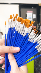 🌈พู่กันระบายสี🌈ด้ามน้ำเงิน ขนนุ่ม ไม่หลุดง่าย ใช้ได้ทั้งสีน้ำ สีอะคริลิก สีโปสเตอร์📌เลือกขนาด