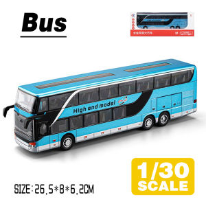 LEO 1:30 Business Double Decker Bus Diecast Model Car Alloy Cars Toys Collection Gift For Kids Boy Girl