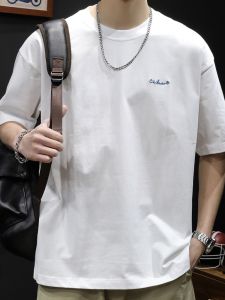 Summer Heavyweight 240g Pure Cotton Japanese Style Short Sleeve Mens T-shirt Trendy Loose Large Size Half Sleeve Versatile Top