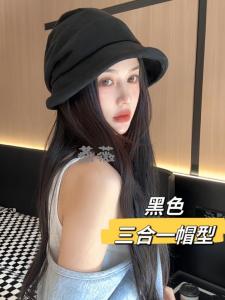 Casual Korean Style Pleated Fisherman Hat Womens Travel Outfit Face Slimming Octagonal Hat Versatile Trendy Wide Brim Hat