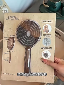 Round Fluffy Hairdressing Hollow Hair Brush Massage Comb for Straight Hair hair brush smooth brush korea portable expert straightening brush Professional Level Anti tangle scalp brush anti knot hair brush with flexible bristles