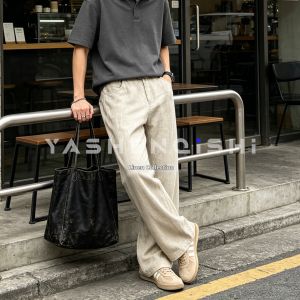 YASHENQISHI | Retro Money Style Tencel Linen Loose Flared Summer Thin Pants