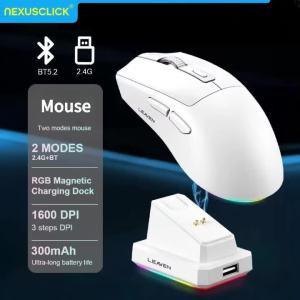 Chuột Chơi Game Không Dây RGB Chế Độ Kép NexusClick Với Thiết Kế Công Thái Học Đế Sạc Từ Tính Nhẹ Điều Chỉnh DPI Được Cho PC Laptop