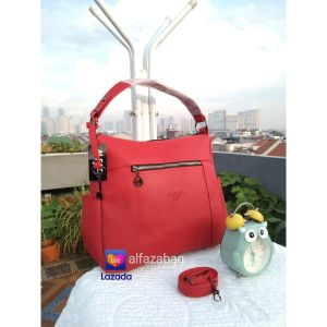 ALFAZA Tas Hobo Wanita Resleting Depan Bahan Kulit Jeruk tas wanita model terbaru elegan simpel modis kantong samping