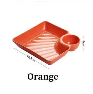 Chips and Dip Plates Plastic Serving Platter Dumpling Plate with Dipping Saucer Divided Snack Serving Dishes for Appetizer