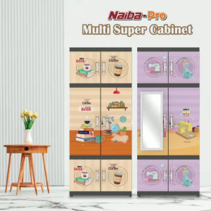 Lemari Pakaian Plastik Naiba Fit Jumbo 9604 - 9624 Kaca Lemari Plastik 4 Susun Full Rak