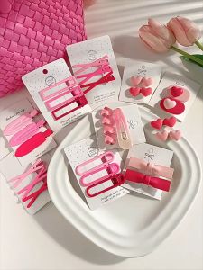 3PCS/Set Pink Color Hairpin Metal Barrettes BB Side Hair Clips for Women Girls Hair Accessories