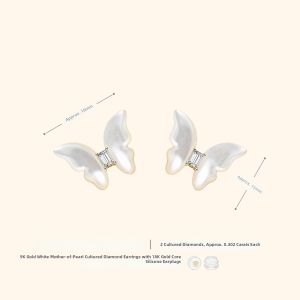 Helas | 14k Gold 9k Gold Lab Diamond Mother of Pearl Earrings