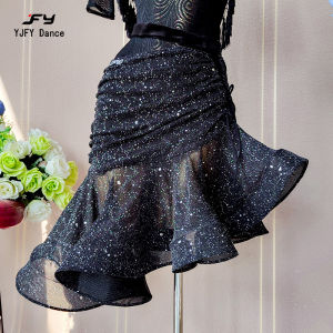 YJFY Dance | Dance Training Clothing with Lace Bow Knot Tassels Bodice Crop Top Half Skirt