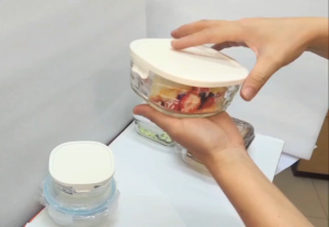 Bộ 2 hộp thủy tinh đựng thực phẩm vuông 370ml locknlock 13x13x52cm chịu nhiệt cao của lò nướng