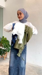 GINA BLOUSE Atasan Wanita Oversize remaja & Dewasa Terbaru Bahan Crinkle Airflow Model Belah Depan Tali Samping
