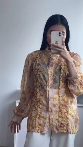 [Basica Moda] 7722 Atasan Top Blouse Kemeja Wanita Shierly Ruffled Motif Chiffon Import