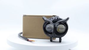 2pc mini owl driving light motorcycle led high low beam dual color 6000k white yellow super bright