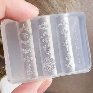 1Pcs 3D Bowknot Silicone Nail Mold Ballet Ribbon Tie Nail Charms Transparent Nails Template Carving Bowtie Manicure Stencil Tool