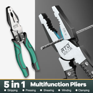 【Free gift】Combination Pliers Multifunction Pliers Set 5 in 1 Combination Pliers Stripper/Crimper/Cutter Heavy Duty Wire Pliers Diagonal Pliers Hand Tools Stripping pliers