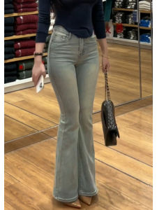 American Retro High Waist Bell Bottom Jeans Womens Summer New Style Slimming Versatile Butt Lifting Horse Hoof Pants