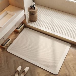 Minimalist Wabi-Sabi Striped Floor Mat Non-Slip Absorbent Bathroom Mat Shower Decorative Mat Home Decor