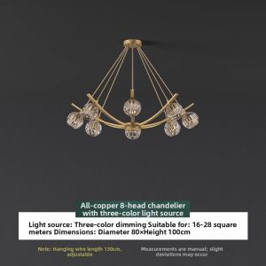 ZHENMEIJU | Bronze Luxe Modern Nordic Crystal Chandelier