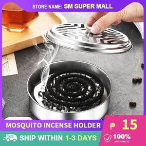 【Stainless Steel】Mosquito Coil Holder with Fireproof Cover Mosquito Coils Plates Sandalwood Coil Bird Cage Holder