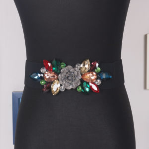 Fashion New Arrival Color Bright Crystal Black Waist Seal Decoration Dress Coat Belt Dancing Minimalist Belt Female Fashion