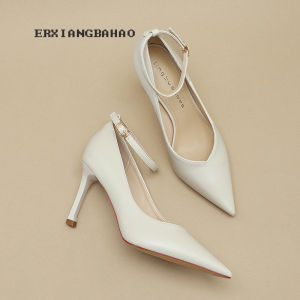 รองเท้าส้นสูงหนังแท้สีบรอนซ์ทอง สำหรับผู้หญิง ฤดูใบไม้ผลิและฤดูใบไม้ร่วง รองเท้าส้นเดี่ยวแบบสวมหัวแหลมสไตล์ฝรั่งเศส รองเท้าทำงานแบบสวมหัวแหลม