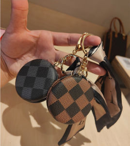 Móc Khóa Gương Trang Điểm Thời Trang Mặt Dây Chuyền Da Cá Nhân Hóa Chất Liệu PU Hai Mặt Quà Tặng Nhỏ Xinh